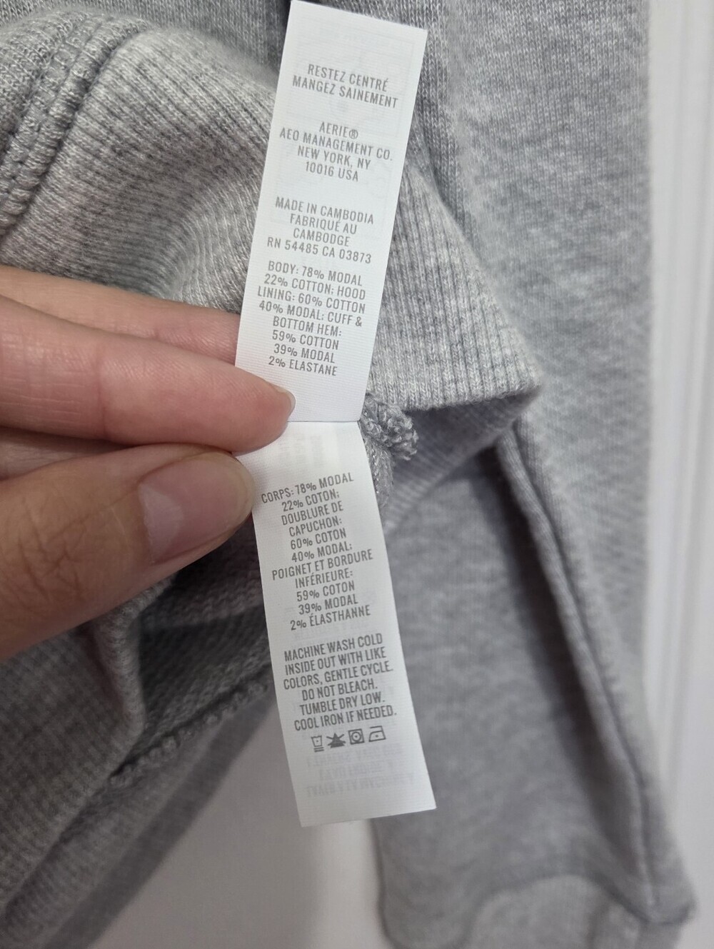 OFFLINE by Aerie Gray Full Zip Hoodie Terry Sweatshirt Sz XS Thumbhole Oversize - Picture 8 of 11